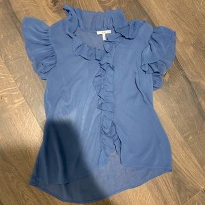 Sheer blue ruffle blouse